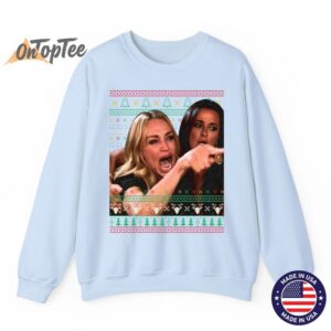 Ugly Christmas Meme Sweatshirt Woman Yelling at Cat 04