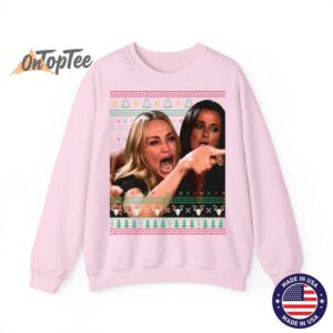 Ugly Christmas Meme Sweatshirt Woman Yelling at Cat 05