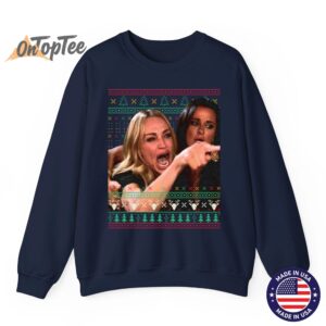 Ugly Christmas Meme Sweatshirt Woman Yelling at Cat 06