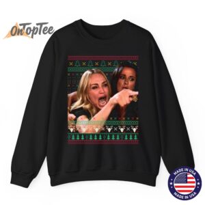 Ugly Christmas Meme Sweatshirt Woman Yelling at Cat 07