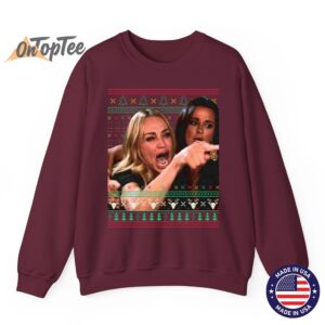 Ugly Christmas Meme Sweatshirt Woman Yelling at Cat 08