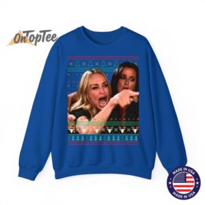 Ugly Christmas Meme Sweatshirt Woman Yelling at Cat 10