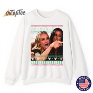 Ugly Christmas Meme Sweatshirt Woman Yelling at Cat 11