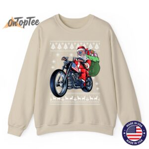 Ugly Christmas Sweatshirt - Santa Claus Motorcycle Tree 2 Ugly Christmas Sweatshirt Santa Claus Motorcycle Tree 03