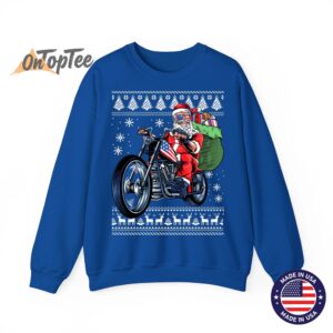 Ugly Christmas Sweatshirt - Santa Claus Motorcycle Tree 6 Ugly Christmas Sweatshirt Santa Claus Motorcycle Tree 07