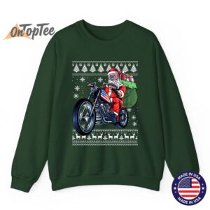 Ugly Christmas Sweatshirt - Santa Claus Motorcycle Tree 8 Ugly Christmas Sweatshirt Santa Claus Motorcycle Tree 09