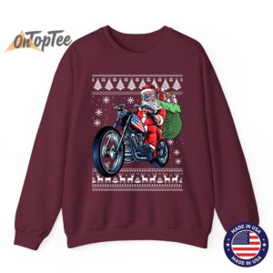 Ugly Christmas Sweatshirt - Santa Claus Motorcycle Tree 9 Ugly Christmas Sweatshirt Santa Claus Motorcycle Tree 10