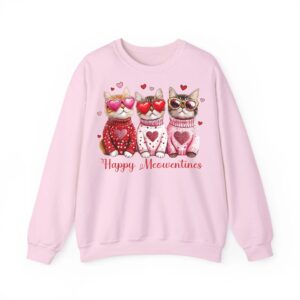 Valentine Cat Happy Meowentines Heart Valentines Cat Lover Sweatshirt