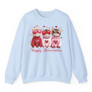 Valentine Cat Happy Meowentines Heart Valentines Cat Lover Sweatshirt 02