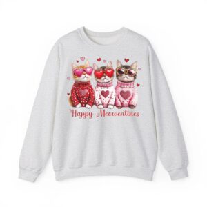 Valentine Cat Happy Meowentines Heart Valentines Cat Lover Sweatshirt 03