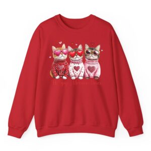 Valentine Cat Happy Meowentines Heart Valentines Cat Lover Sweatshirt 04