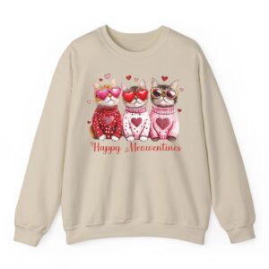 Valentine Cat Happy Meowentines Heart Valentines Cat Lover Sweatshirt 05