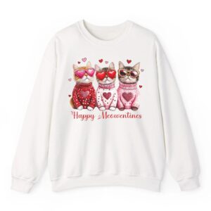 Valentine Cat Happy Meowentines Heart Valentines Cat Lover Sweatshirt 07