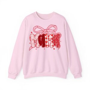 Valentine Mama Coquette Pink Bow Floral Mom Women Girl Sweatshirt
