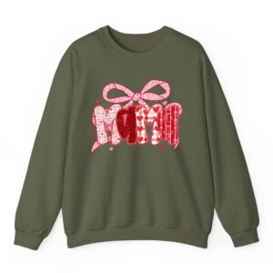 Valentine Mama Coquette Pink Bow Floral Mom Women Girl Sweatshirt 03