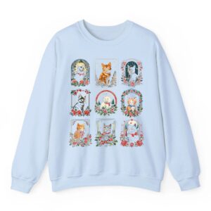 Vintage Kitten Christmas Cats Cat Mom Cat Dad Women Men Sweatshirt 02