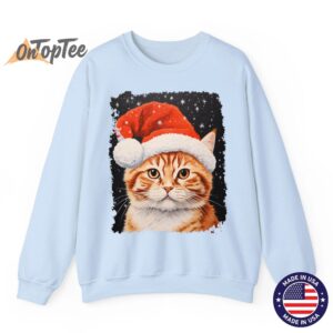 Vintage Pop Art Ginger Cat Christmas Sweatshirt