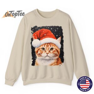 Vintage Pop Art Ginger Cat Christmas Sweatshirt 03