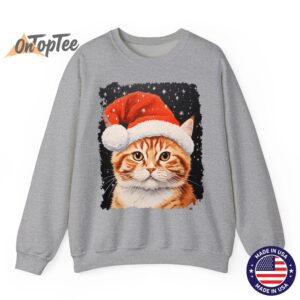 Vintage Pop Art Ginger Cat Christmas Sweatshirt 05