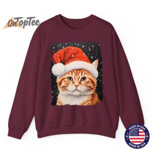 Vintage Pop Art Ginger Cat Christmas Sweatshirt 10