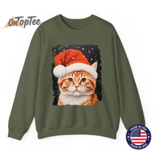 Vintage Pop Art Ginger Cat Christmas Sweatshirt 11
