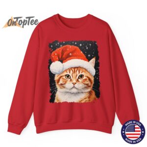 Vintage Pop Art Ginger Cat Christmas Sweatshirt 12