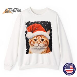 Vintage Pop Art Ginger Cat Christmas Sweatshirt 13