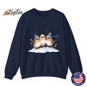 Winter Sparrows Cute Singing Songbird Lover Sweatshirt 04