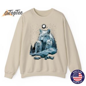 Wolf Lovers Snow Graphic Mommy Sweatshirt for Mothers Day 03
