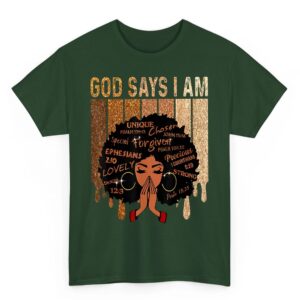 Womens Black Girl Queen God Says I Am Melanin History Month T Shirt 03