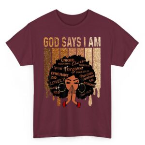 Womens Black Girl Queen God Says I Am Melanin History Month T Shirt 04