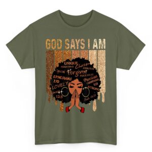 Womens Black Girl Queen God Says I Am Melanin History Month T Shirt 05