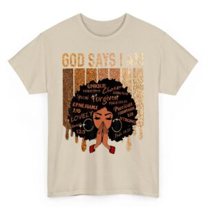 Womens Black Girl Queen God Says I Am Melanin History Month T Shirt 06