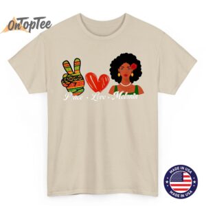 Cute Peace Love Melanin Black History Month Afro Girls Women T Shirt 03