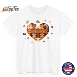 Melanin Puzzle Heart Black History Month Autism Awareness T Shirt 03