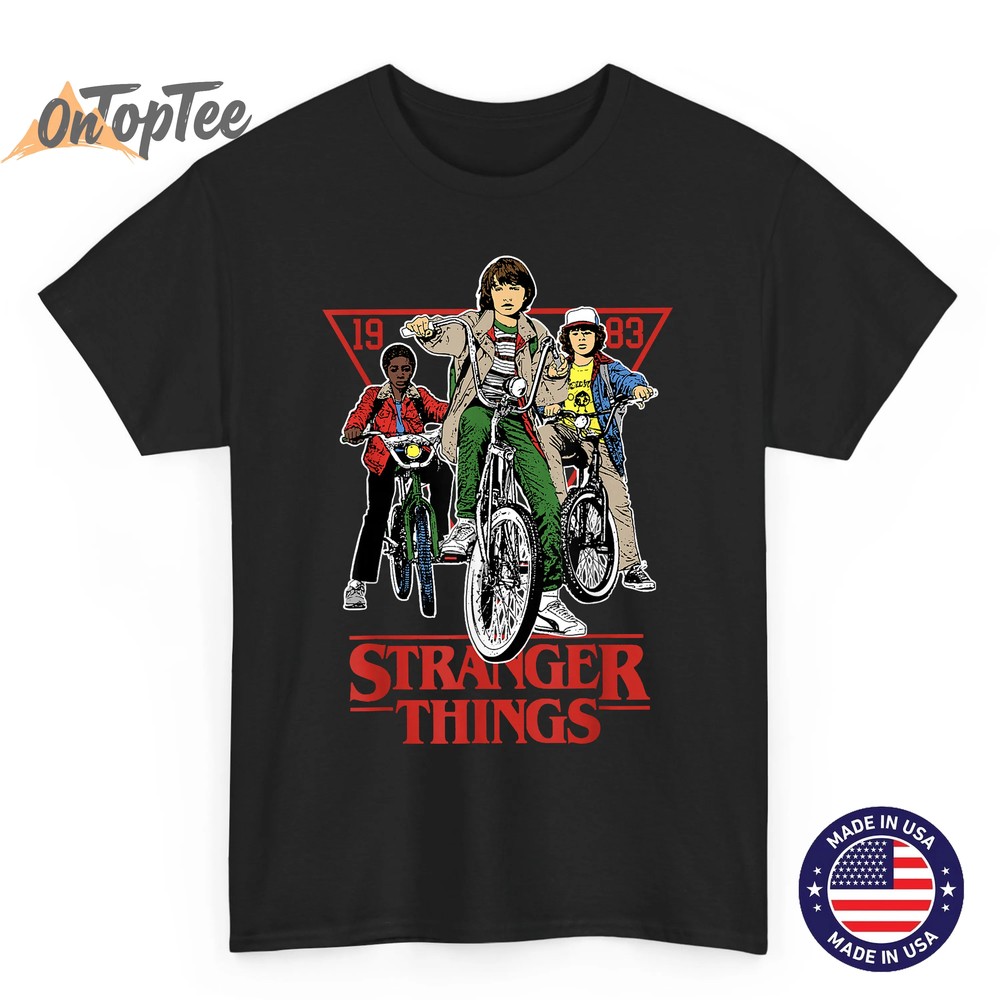 Stranger Things Retro 1983 On Bikes T-Shirt with Will Mike and Dustin Stranger Things Retro 1983 On Bikes T-Shirt with Will Mike and Dustin