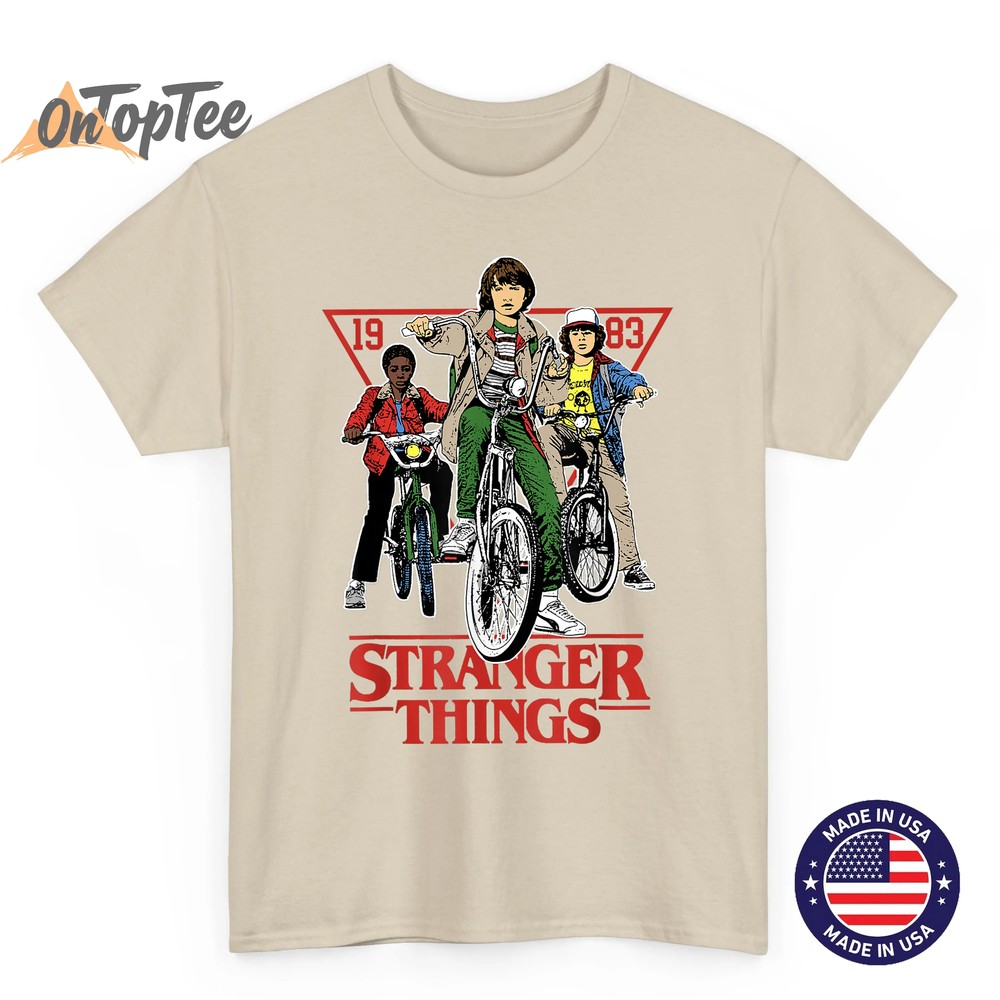 Stranger Things Retro 1983 On Bikes T-Shirt with Will Mike and Dustin Stranger Things Retro 1983 On Bikes T-Shirt with Will Mike and Dustin