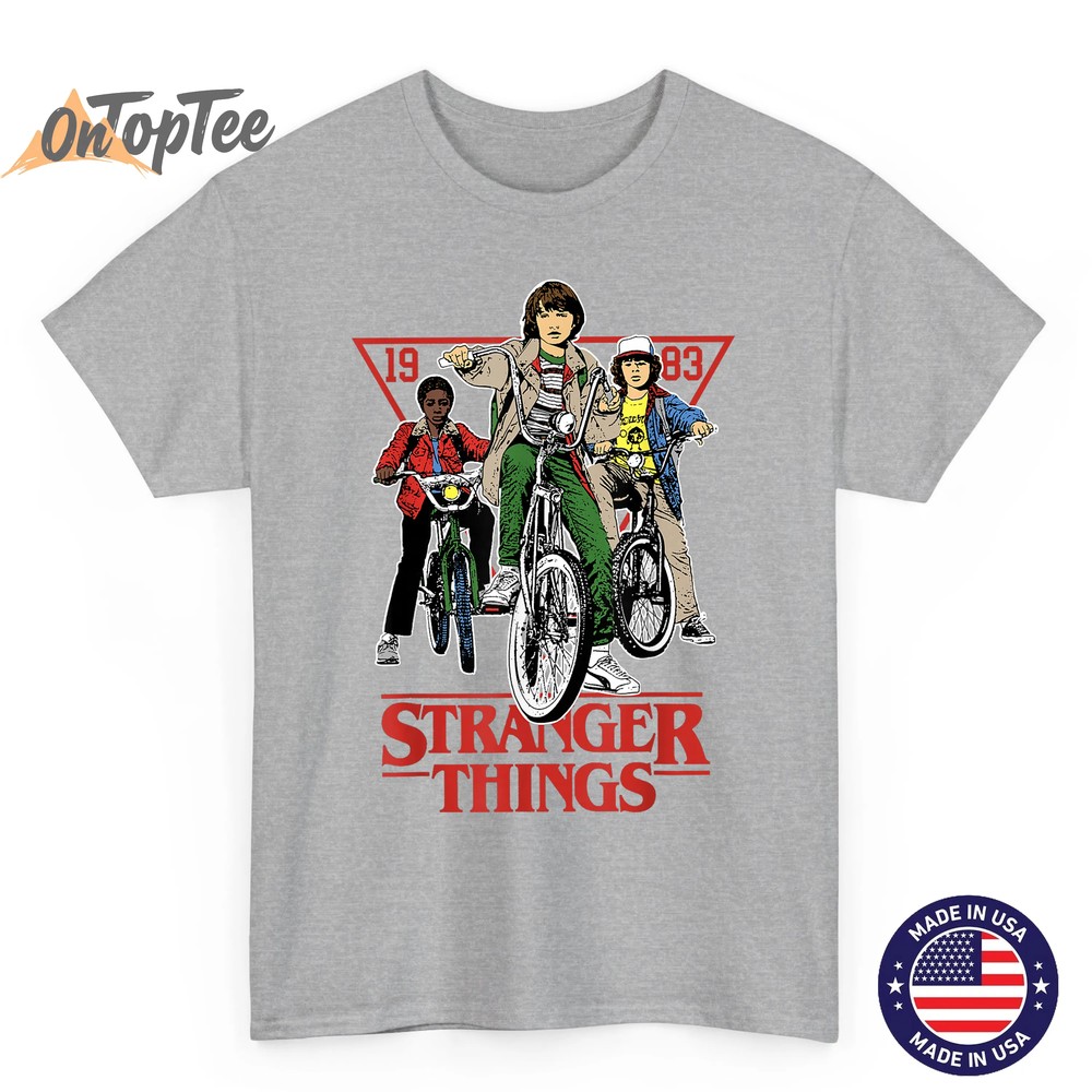 Stranger Things Retro 1983 On Bikes T-Shirt with Will Mike and Dustin Stranger Things Retro 1983 On Bikes T-Shirt with Will Mike and Dustin