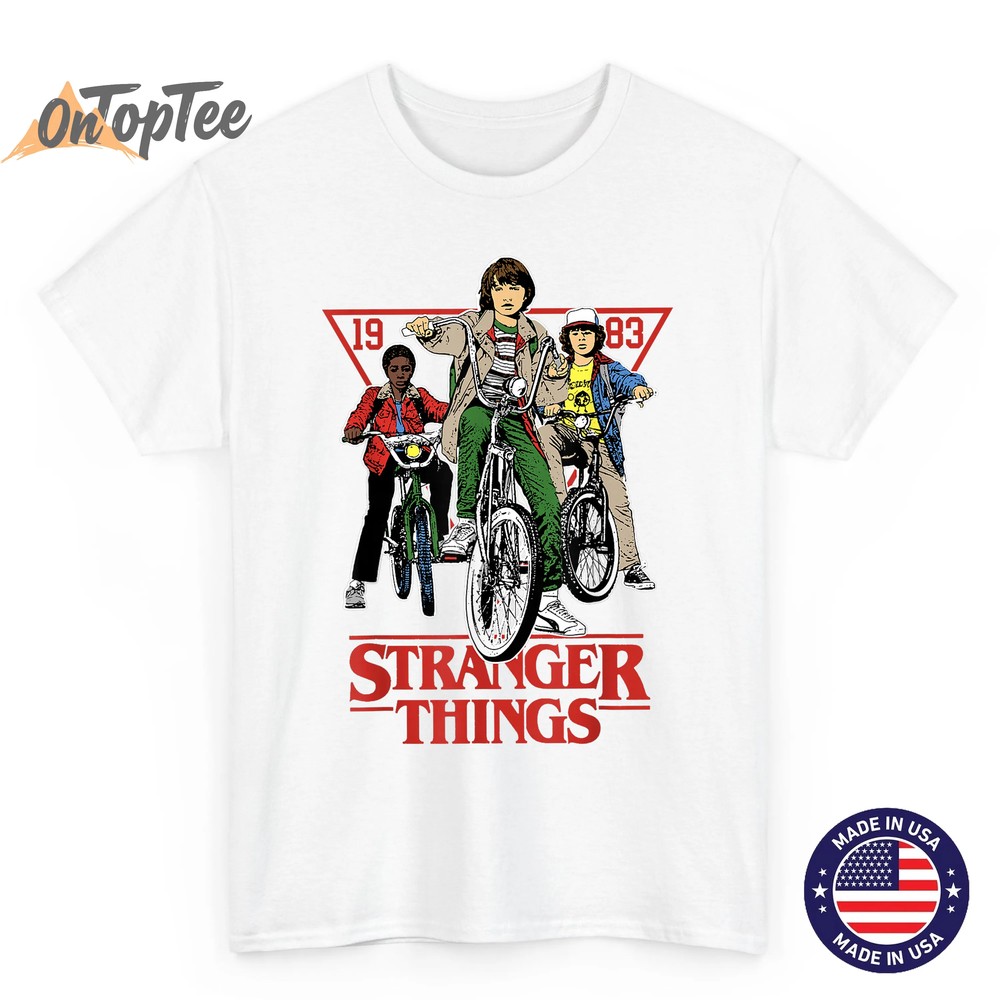 Stranger Things Retro 1983 On Bikes T-Shirt with Will Mike and Dustin Stranger Things Retro 1983 On Bikes T-Shirt with Will Mike and Dustin